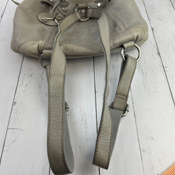 VTG Fossil Gray Pebbled Leather Maddox Distressed 1954 Keyhole Key Backpack Bag - Picture 12 of 14